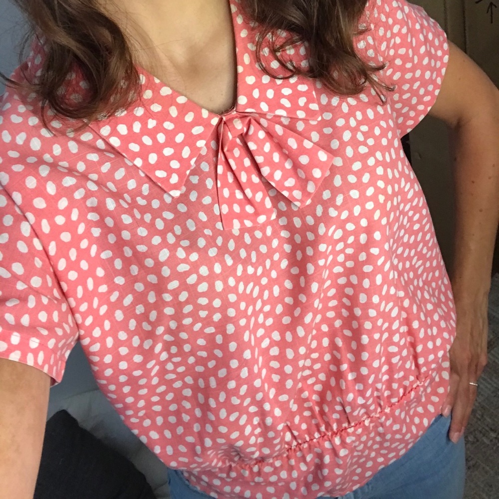 Vintage Polka Dot Shirt with Collar and Neck Tie